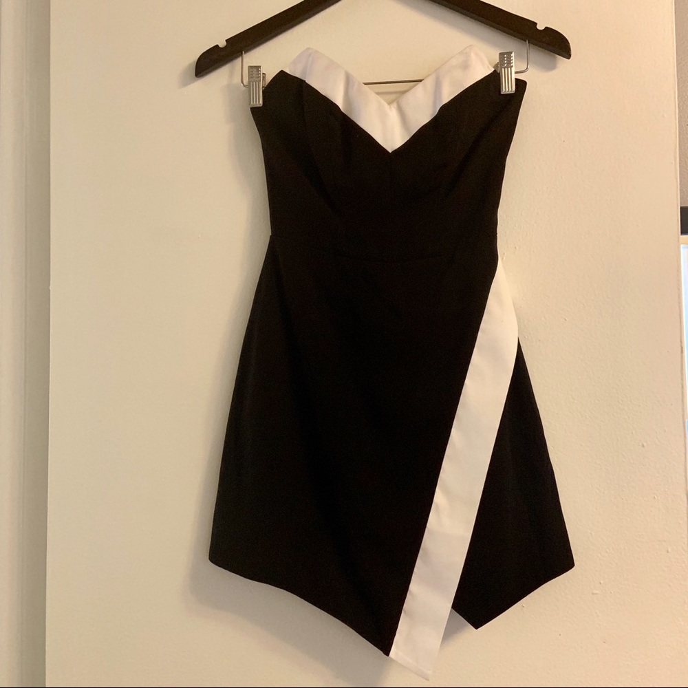 Bebe Strapless Black and White Dress